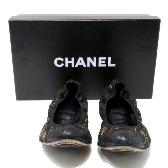 Chanel Metallic Lace Embossed 36 Espadrilles Flats CC-1021P-0004 - Picture 4 of 7
